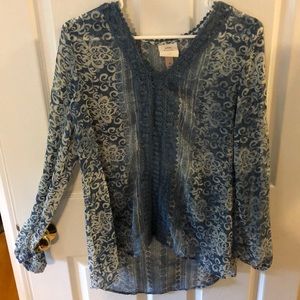 Chiffon Blue Printed Top